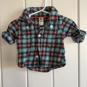 OshKosh B’gosh turquoise plaid flannel shirt